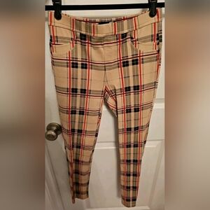 Sanctuary Anthropologie Grease Leggings XS Posh Plaid Tan Red Dark Academia EUC